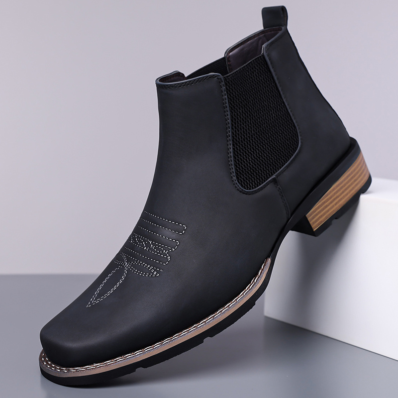 Bottines style denim à bout carré