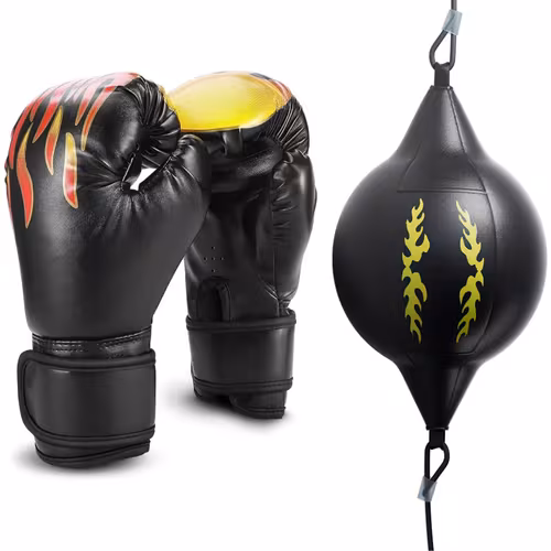Ballon de boxe suspendu avec gants annoncés